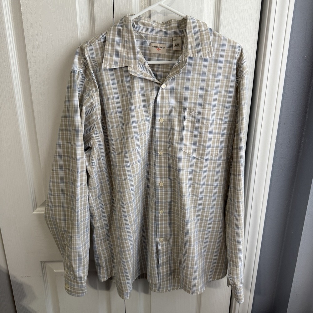 Dockers Multicolor Plaid Long Sleeve Button Up Men's Size XL Office Business